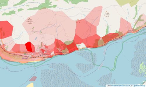 Heatmap of property prices in Aberdovey