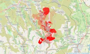 Heatmap of property prices in Abertillery