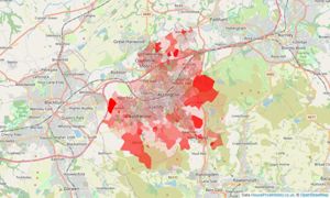 Heatmap of property prices in Accrington