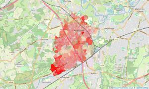 Heatmap of property prices in Addlestone