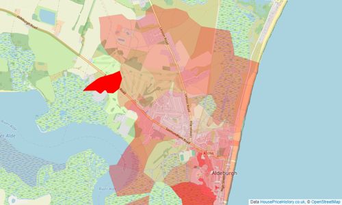 Heatmap of property prices in Aldeburgh