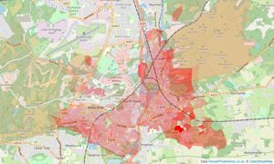 Heatmap of property prices in Aldershot