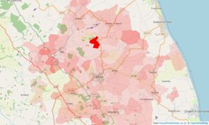 Heatmap of property prices in Alford