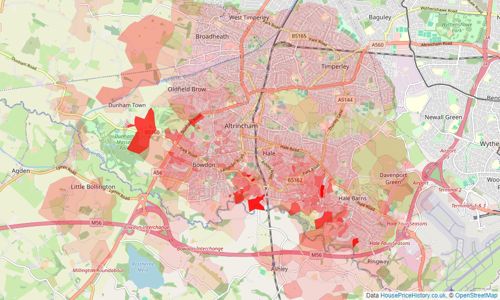 Heatmap of property prices in Altrincham