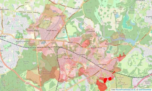 Heatmap of property prices in Ascot