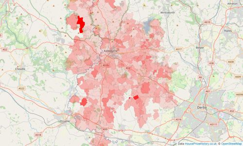 Heatmap of property prices in Ashbourne