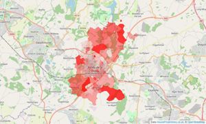 Heatmap of property prices in Ashby-de-la-zouch