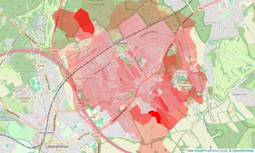 Heatmap of property prices in Ashtead