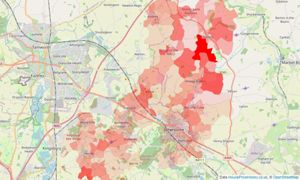 Heatmap of property prices in Atherstone