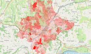 Heatmap of property prices in Musbury, Axminster