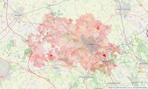 Heatmap of property prices in Aylesbury