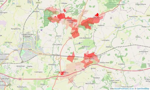 Heatmap of property prices in Badminton