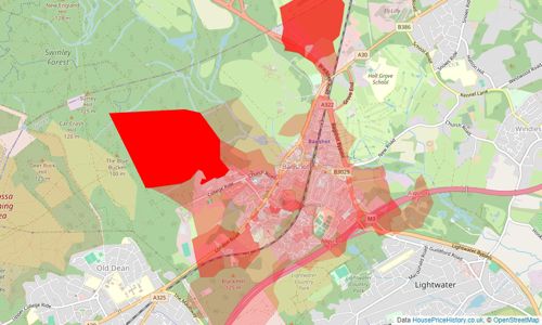 Heatmap of property prices in Bagshot