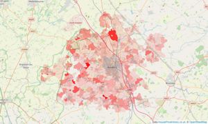 Heatmap of property prices in Banbury