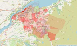 Heatmap of property prices in Bangor