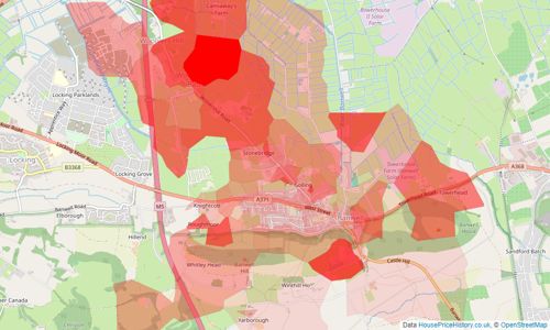 Heatmap of property prices in Banwell