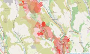 Heatmap of property prices in Bargoed