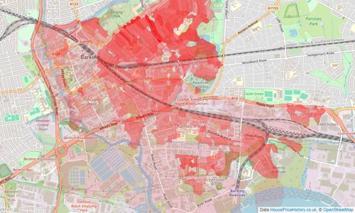 Heatmap of property prices in Barking