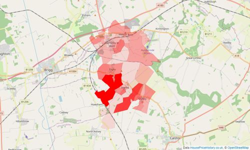 Heatmap of property prices in Barnetby