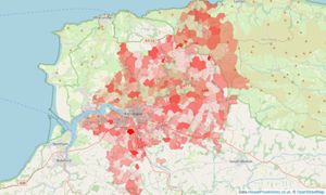 Heatmap of property prices in Roundswell, Barnstaple