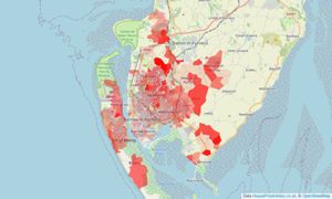 Heatmap of property prices in Barrow-in-furness