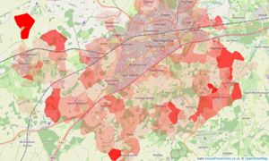 Heatmap of property prices in Oakley, Basingstoke