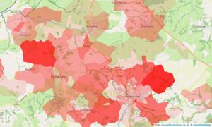 Heatmap of property prices in Beaminster