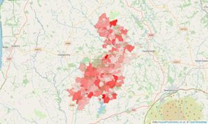 Heatmap of property prices in Beaworthy