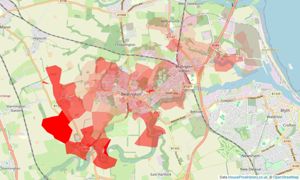 Heatmap of property prices in Bedlington