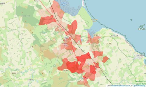 Heatmap of property prices in Belford