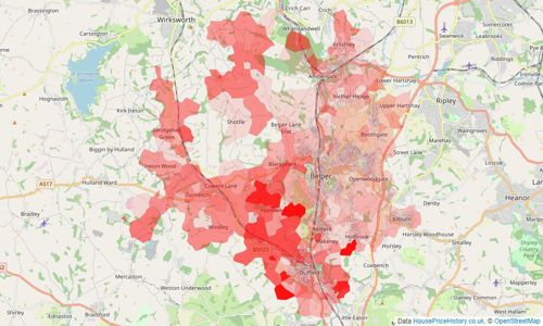 Heatmap of property prices in Belper