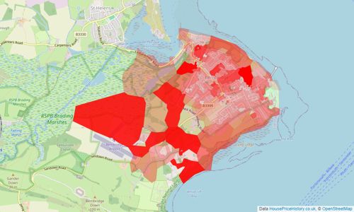 Heatmap of property prices in Bembridge