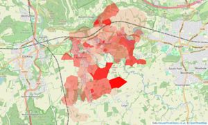 Heatmap of property prices in Betchworth