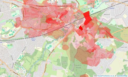 Heatmap of property prices in Bexley