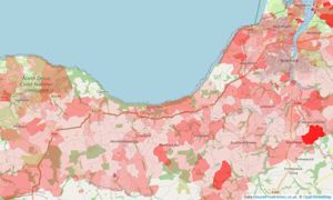 Heatmap of property prices in Instow, Bideford