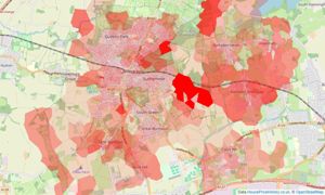 Heatmap of property prices in Billericay