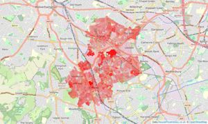 Heatmap of property prices in Bilston