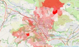 Heatmap of property prices in Bingley