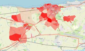 Heatmap of property prices in Birchington