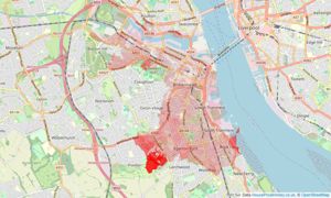 Heatmap of property prices in Birkenhead