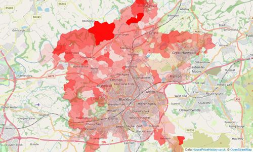 Heatmap of property prices in Blackburn