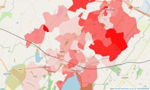 Heatmap of property prices in Llangristiolus, Bodorgan