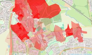 Heatmap of property prices in Boldon Colliery