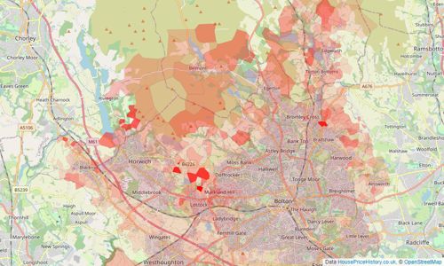 Heatmap of property prices in Bolton