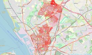 Heatmap of property prices in Bootle