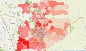 Heatmap of property prices in Bourne