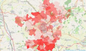 Heatmap of property prices in Brackley