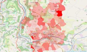 Heatmap of property prices in Bradford-on-avon