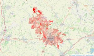 Heatmap of property prices in Braintree