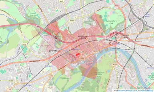 Heatmap of property prices in Brentford